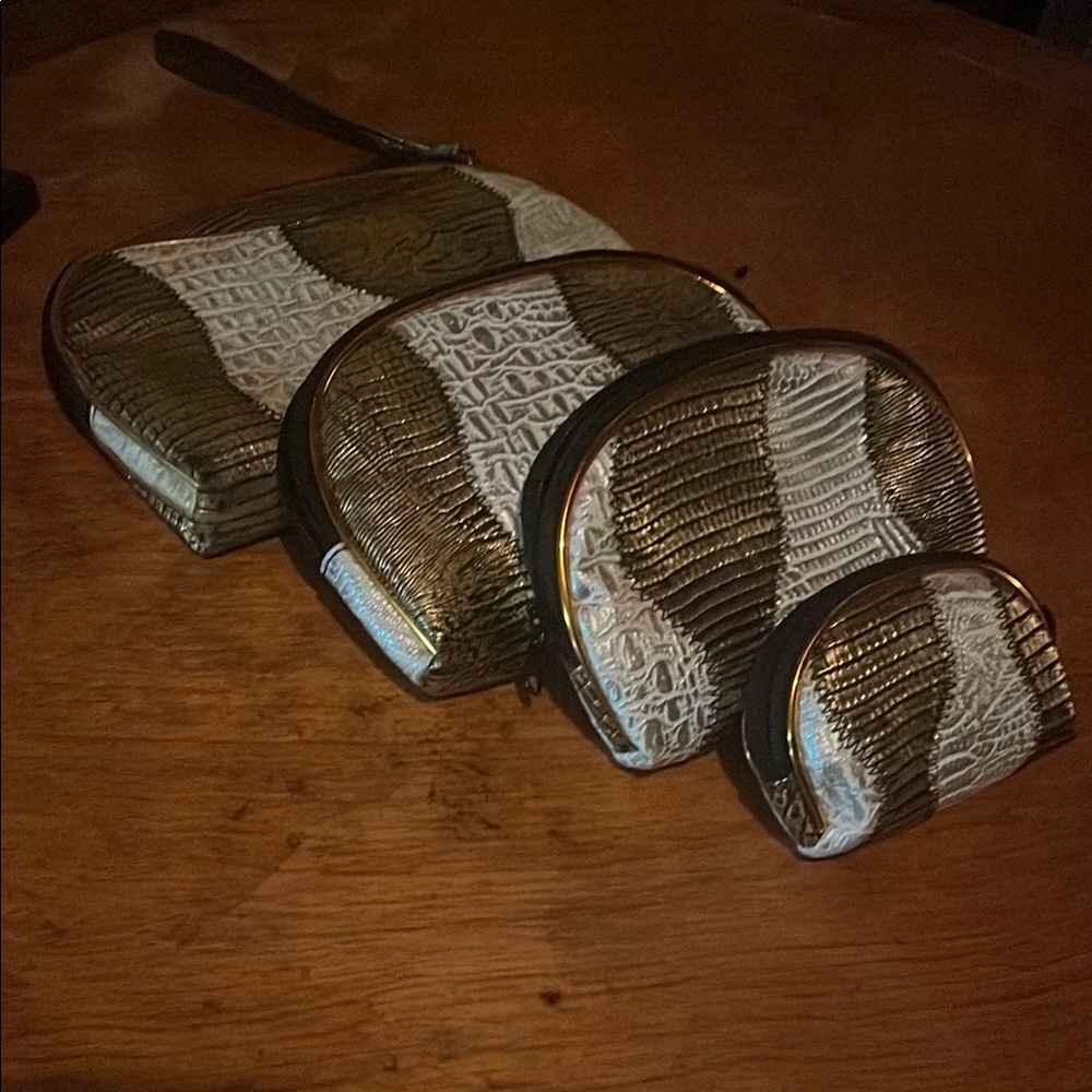 Gold and White Textured Women's Bag